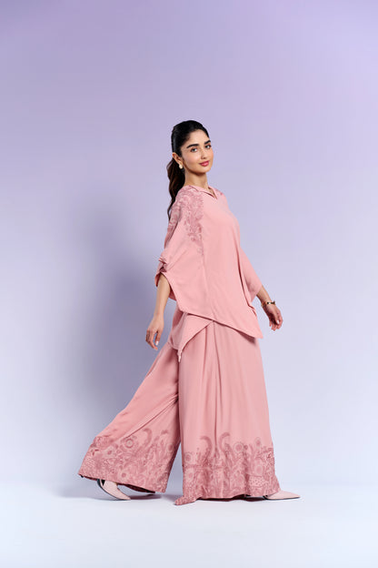 Top & Wide-Leg Pants - French Rose