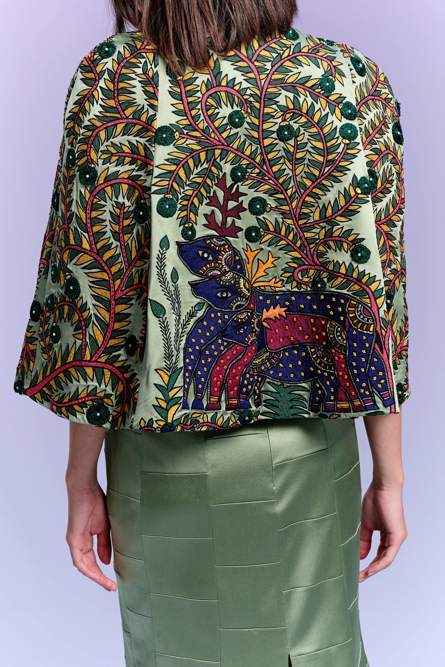 Short Dress with Cape - Sage Whisper
