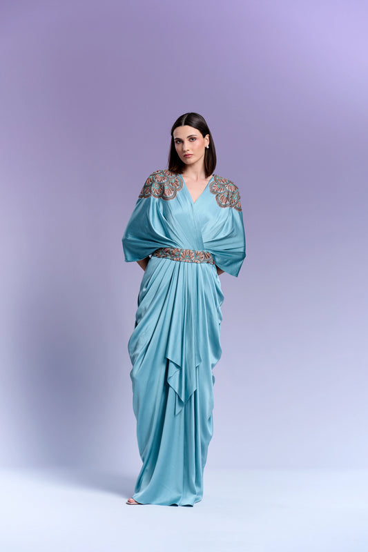 Evening Gown - Aqua Wash