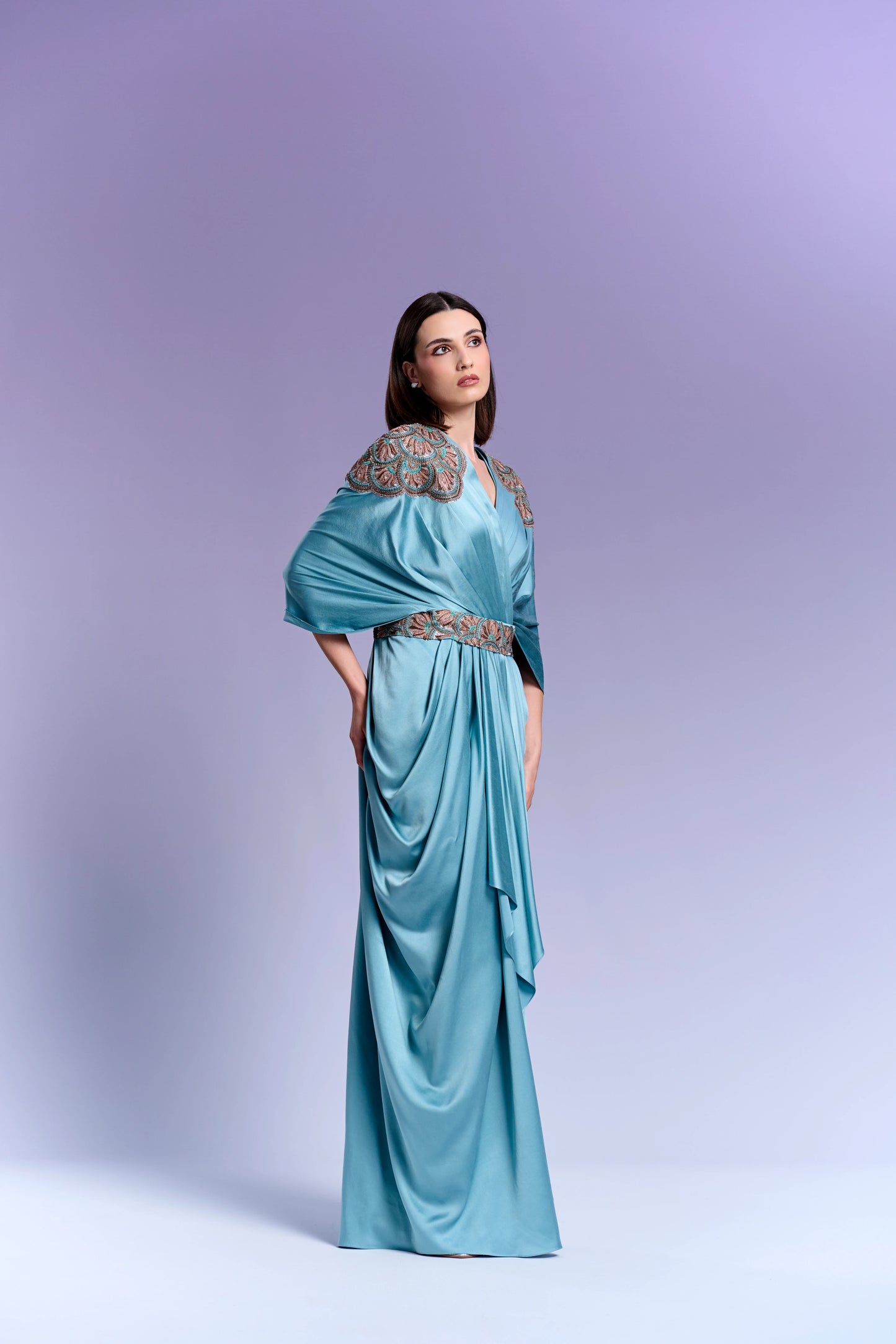 Evening Gown - Aqua Wash