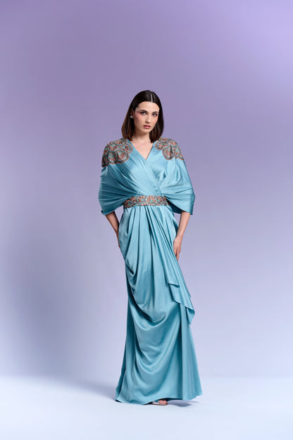 Evening Gown - Aqua Wash