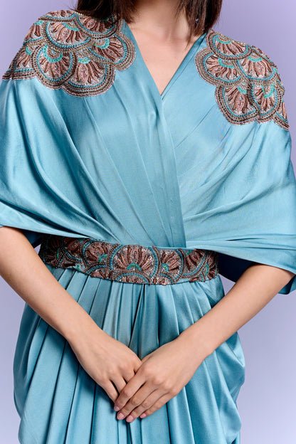 Evening Gown - Aqua Wash