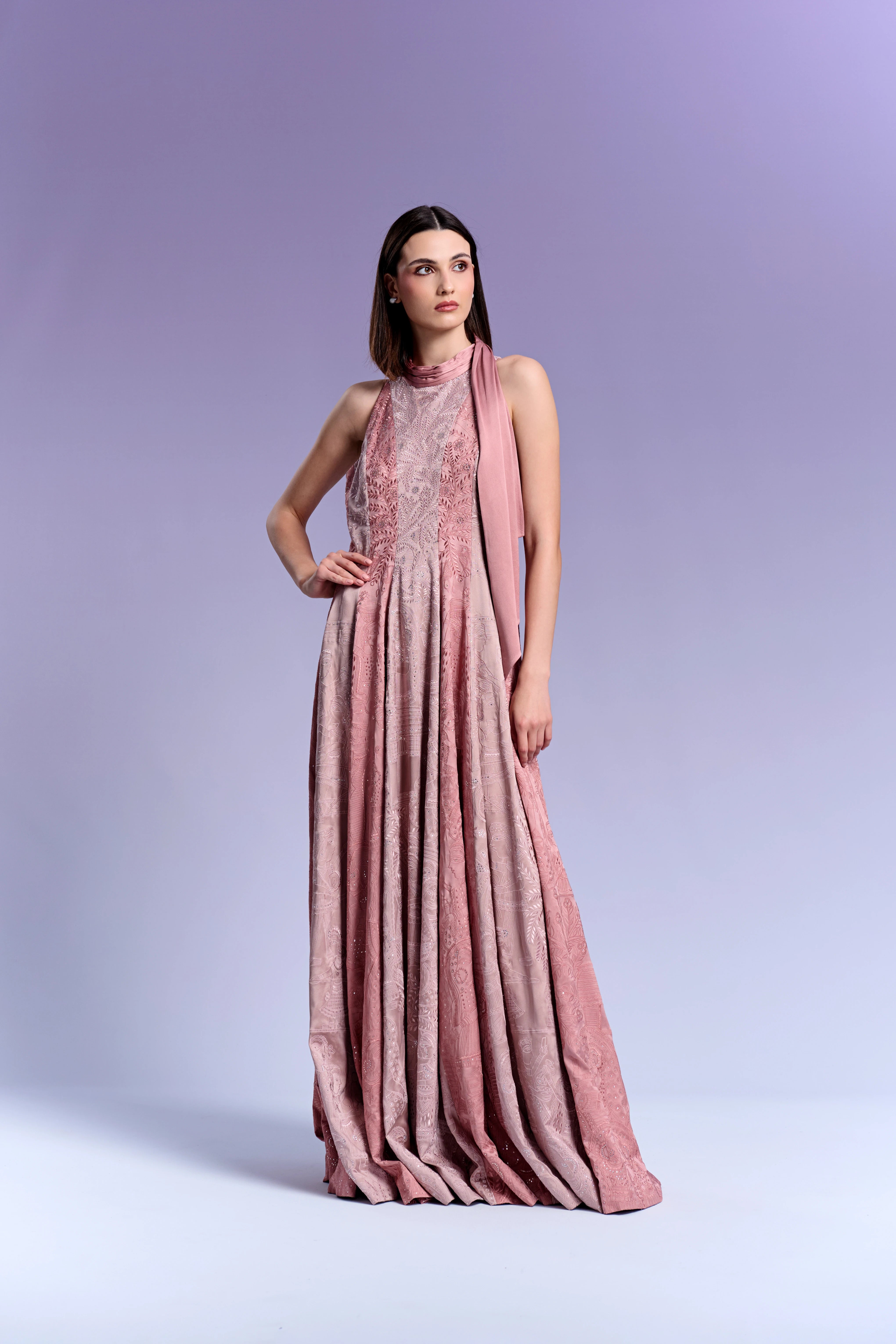 Evening Gown - French Rose & Plum Rose