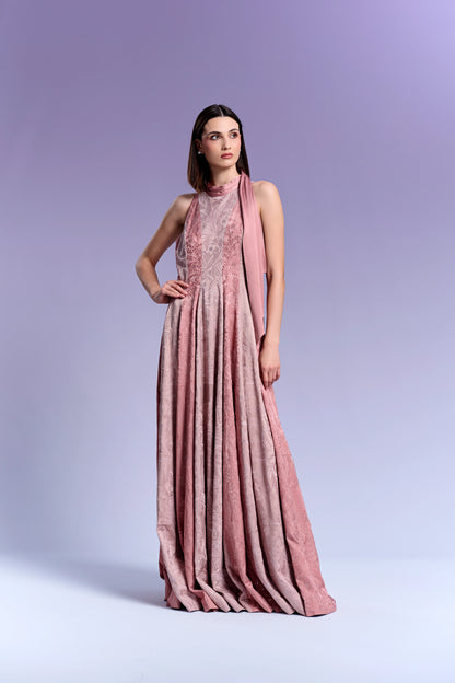 Evening Gown - French Rose & Plum Rose