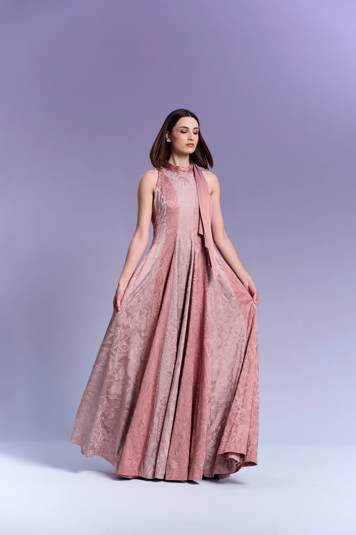 Evening Gown - French Rose & Plum Rose