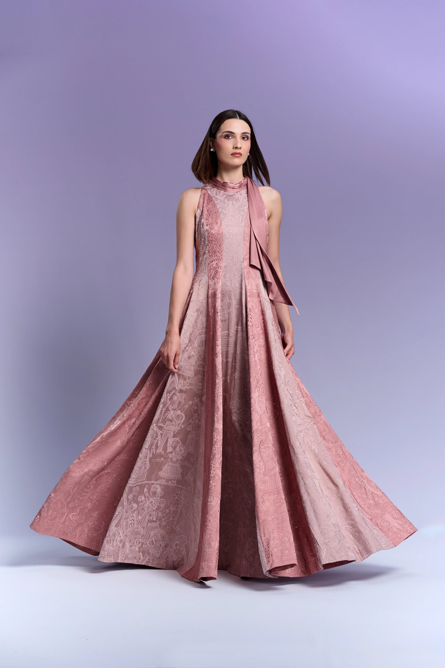 Evening Gown - French Rose & Plum Rose