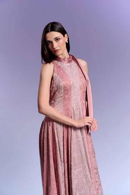 Evening Gown - French Rose & Plum Rose