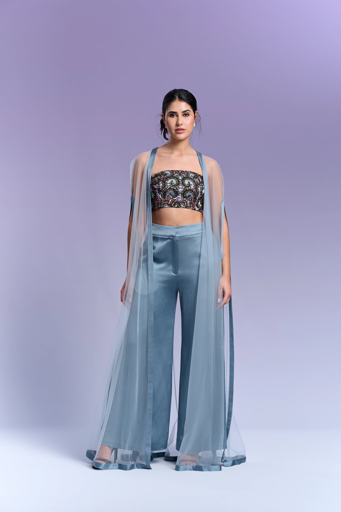 Top & Trouser with Cape - Glacier Blue