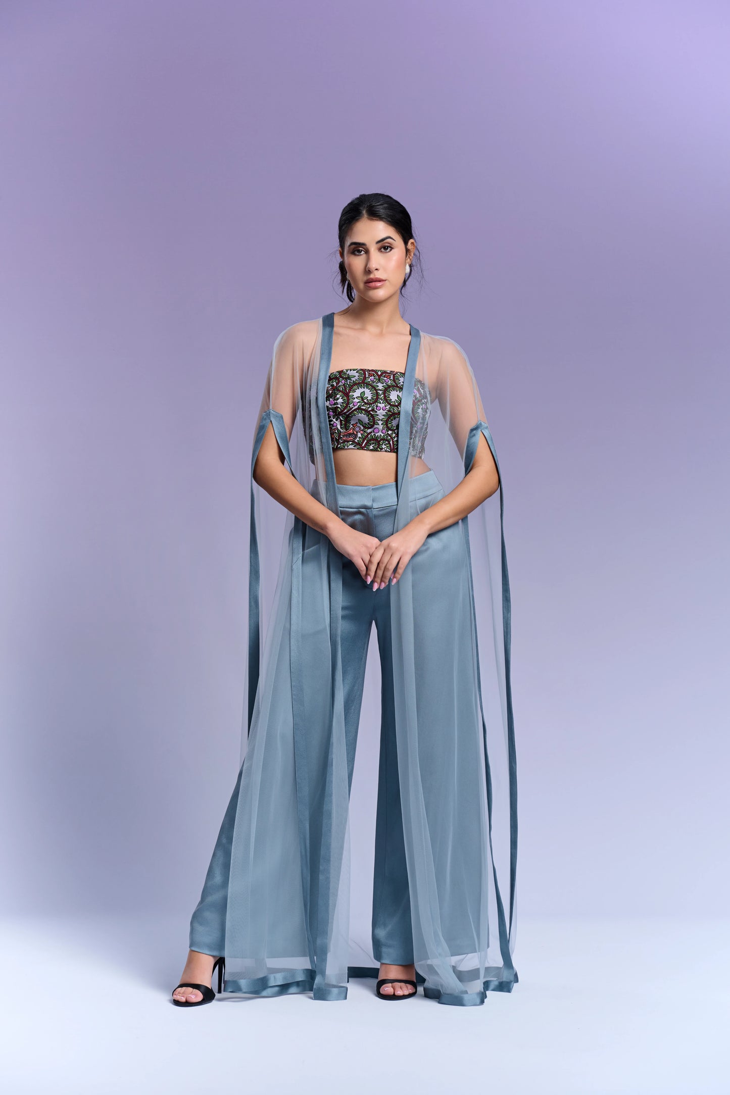 Top & Trouser with Cape - Glacier Blue