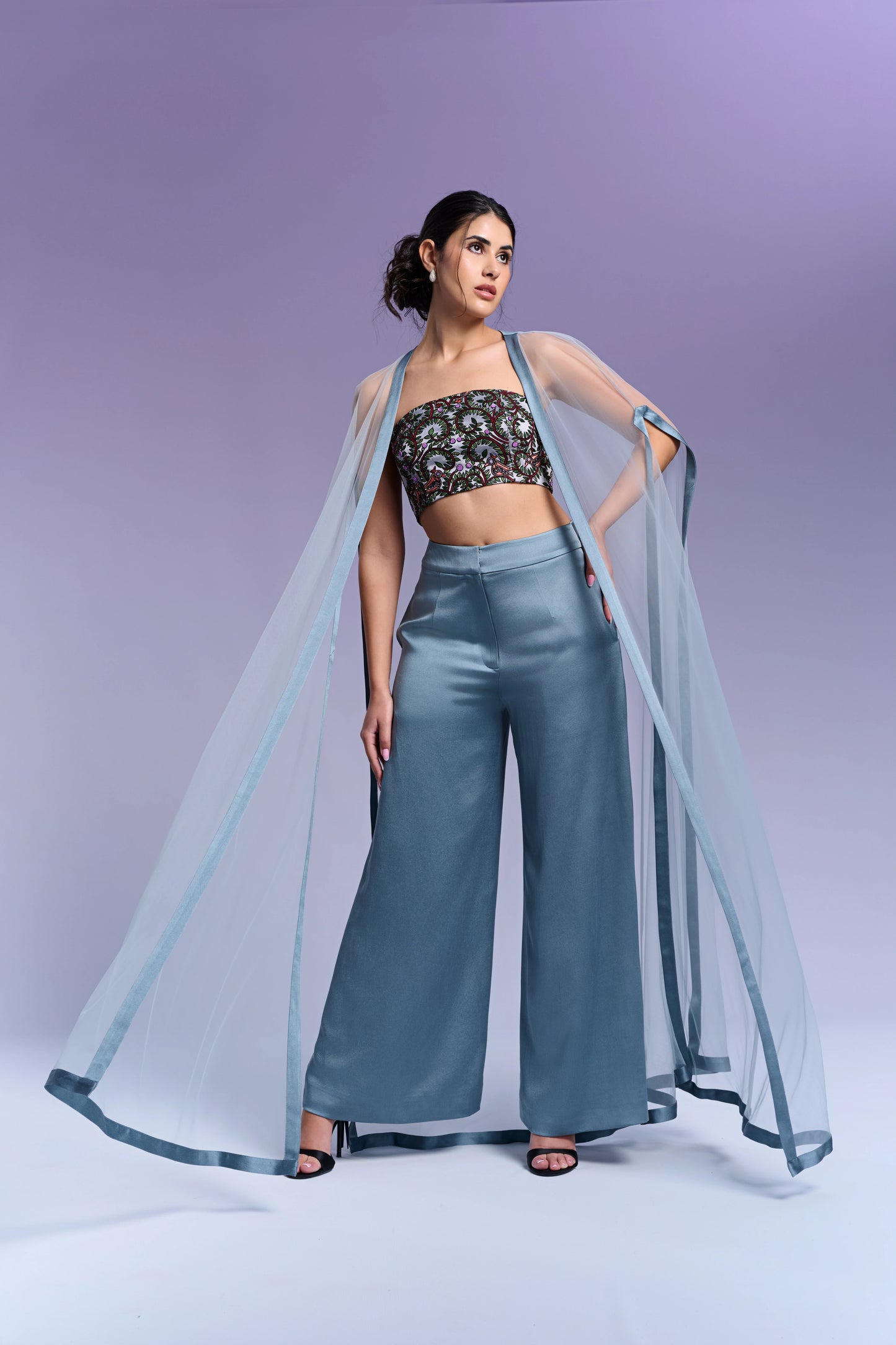 Top & Trouser with Cape - Glacier Blue