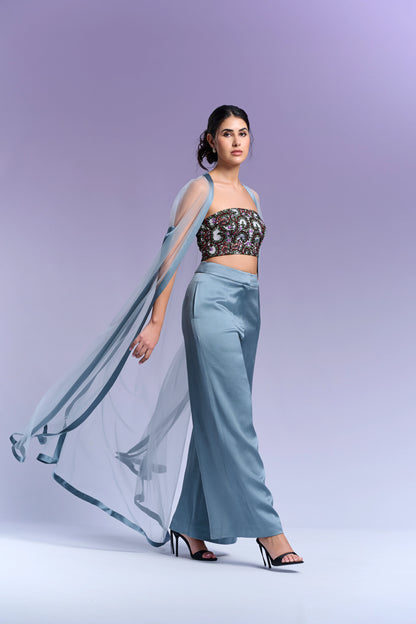 Top & Trouser with Cape - Glacier Blue