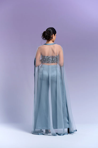 Top & Trouser with Cape - Glacier Blue