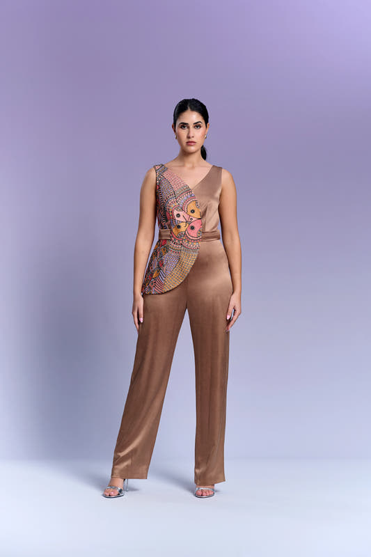 Jumpsuit - Vanilla & Brown Oak