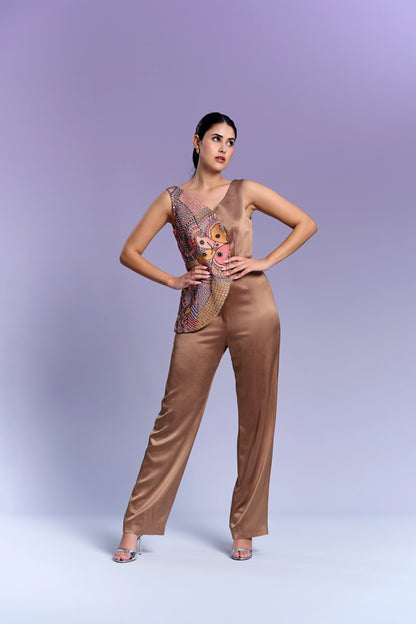Jumpsuit - Vanilla & Brown Oak
