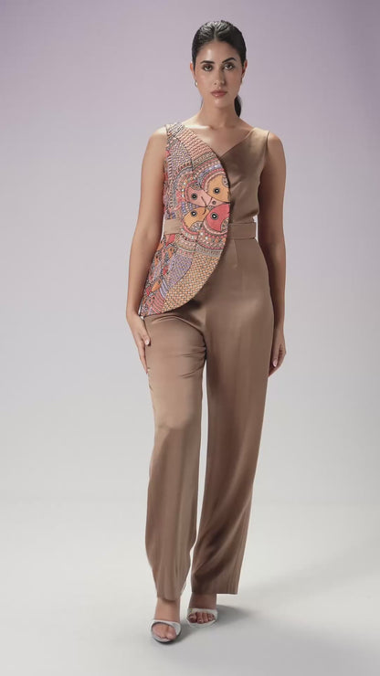 Jumpsuit - Vanilla & Brown Oak