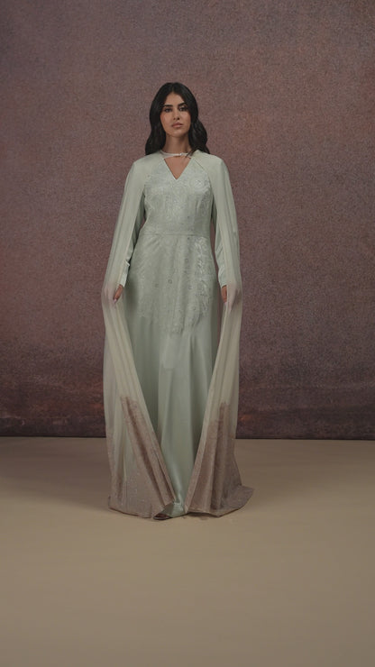 Kaftan with Cape - Champagne & Sea Glass