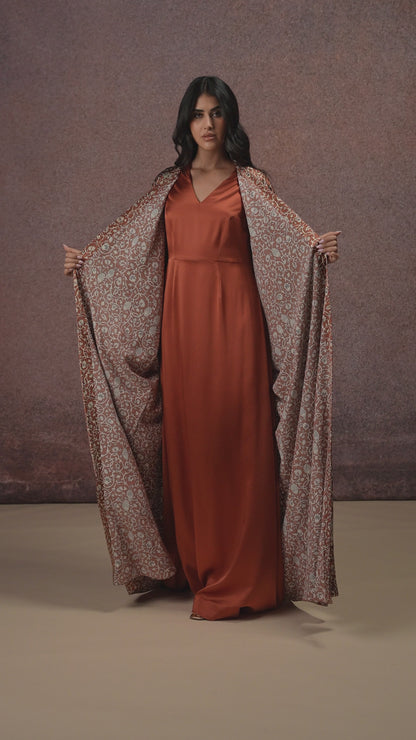 Abaya with Dress - Terracotta Luxe