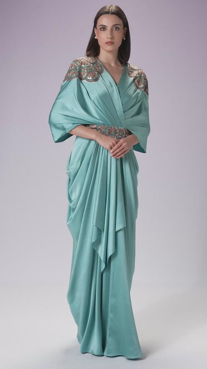 Evening Gown - Aqua Wash