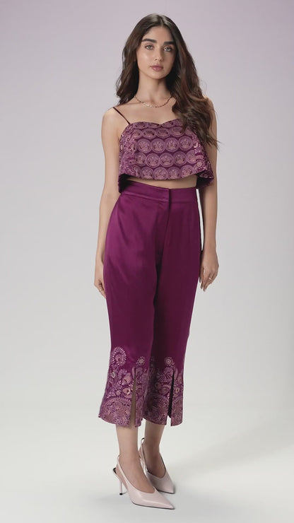 Top & Capri-pants - Vintage Wine