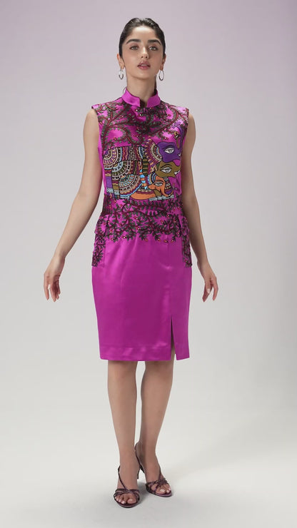 Fitted Short Dress - Persian Rose