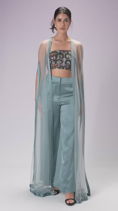 Top & Trouser with Cape - Glacier Blue