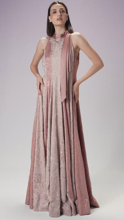 Evening Gown - French Rose & Plum Rose